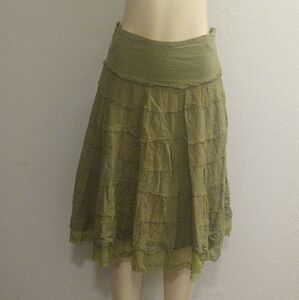 Do & Be Olive Green Small Casual Crinkle Skirt